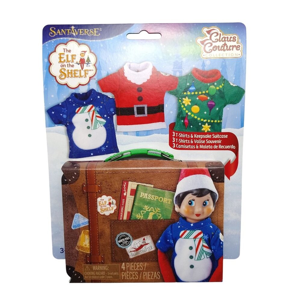The Elf On The Shelf Claus Couture 3 T-Shirts and Keepsake Suitcase Set